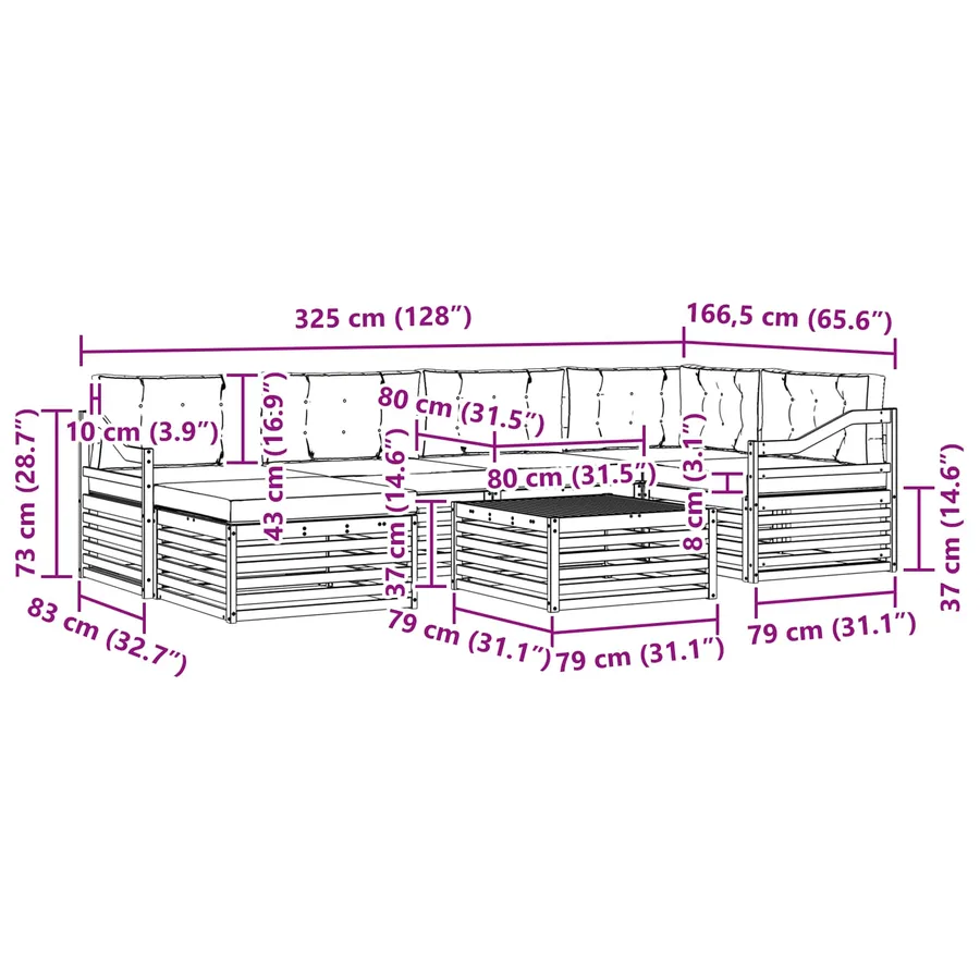 Ensemble de canapés d'extérieur 7 pc Blanc et Beige - 8