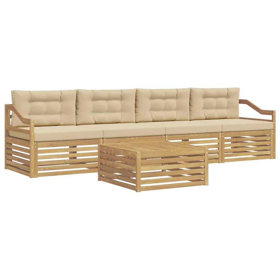 Ensemble de canapés d'extérieur 5 pc Blanc et Beige - 2