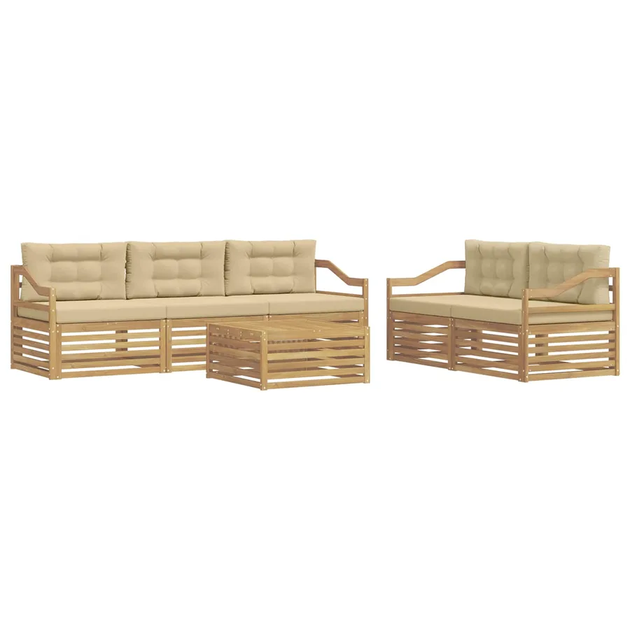 Ensemble de canapés d'extérieur 6 pc Blanc et Beige - 2