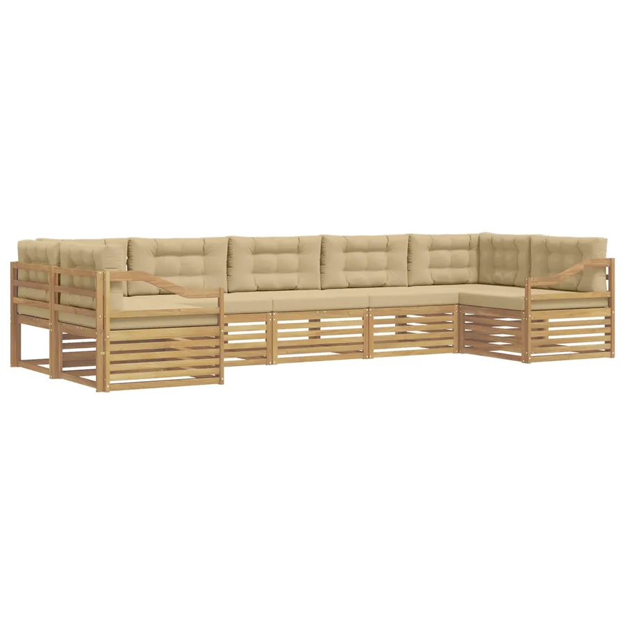 Ensemble de canapés d'extérieur 7 pc Blanc et Beige Polyester - 2