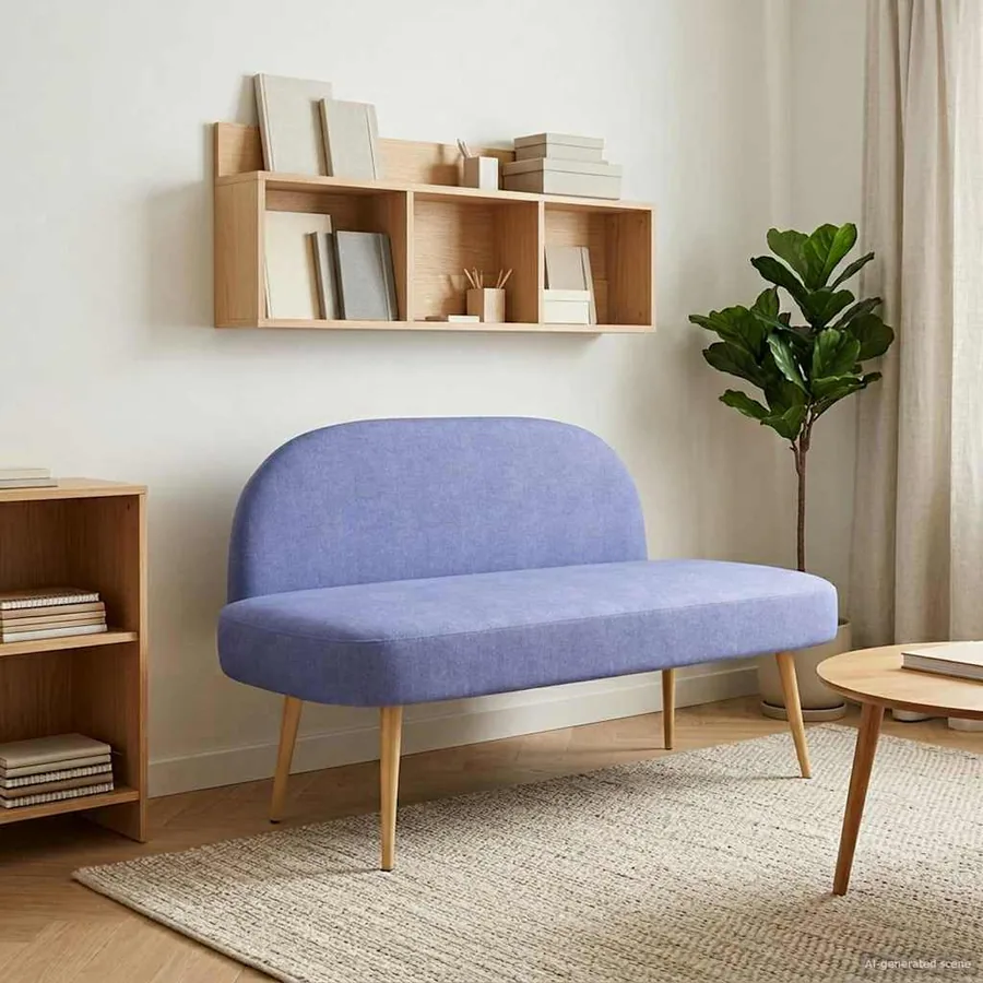 Banc rembourré avec dossier Bleu jean 110 x 60 x 76 cm