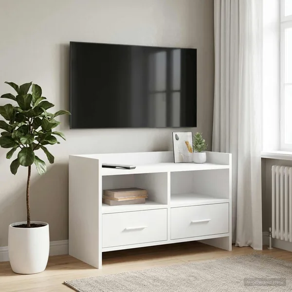 Meuble TV 71,5 x 33 x 47 cm Blanc Bois d'ingénierie