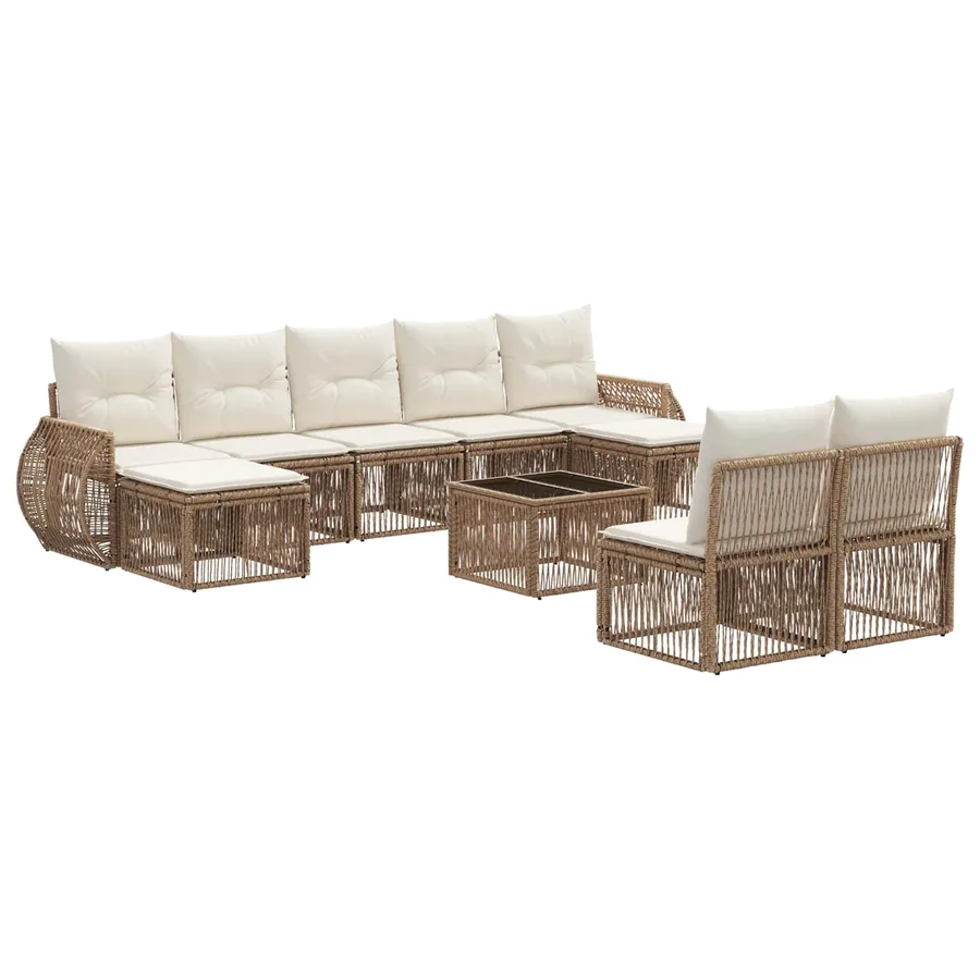 Ensemble de canapé de jardin 10 pcs Beige et blanc crème - 2