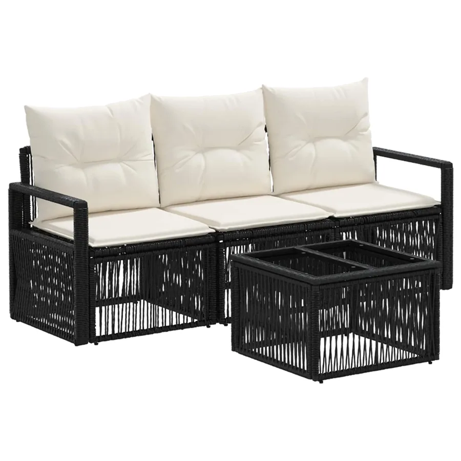 Ensemble de canapé de jardin 4 pcs Noir polyrotin - 2