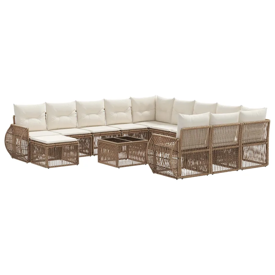 Ensemble de canapé de jardin 13 pcs Beige polyrotin - 2