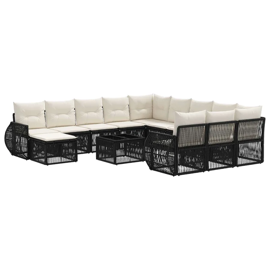Ensemble de canapé de jardin 13 pcs Noir polyrotin - 2