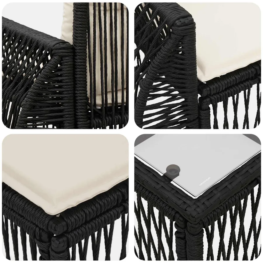 Ensemble de canapé de jardin 13 pcs Noir polyrotin - 9
