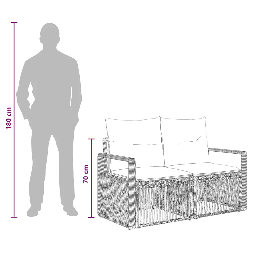 Ensemble de canapé de jardin 7 pcs Beige polyrotin - 8