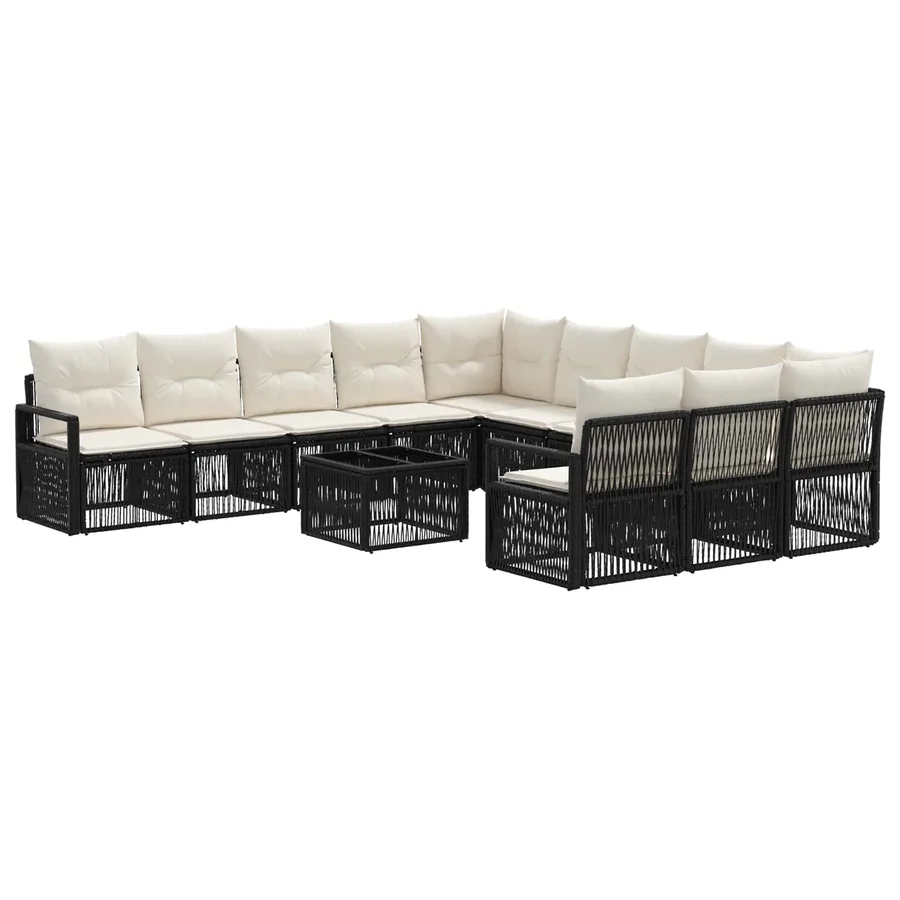 Ensemble de canapé de jardin 12 pcs Noir polyrotin - 2