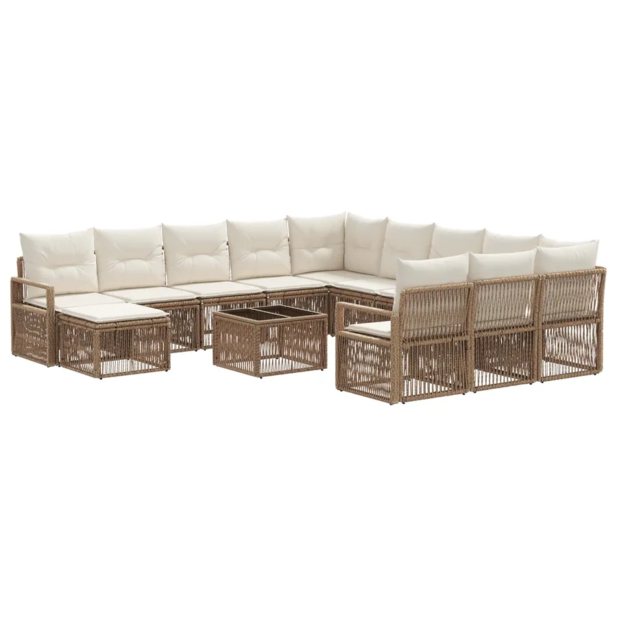 Ensemble de canapé de jardin 13 pcs Beige polyrotin - 2
