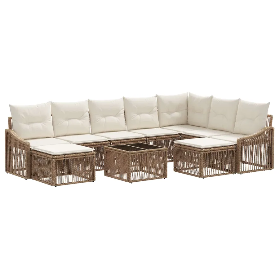 Ensemble de canapé de jardin 10 pcs Beige polyrotin - 2