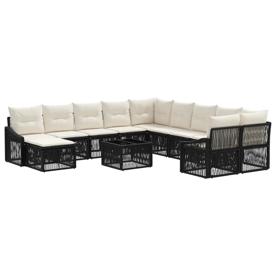 Ensemble de canapé de jardin 12 pcs Noir polyrotin - 2