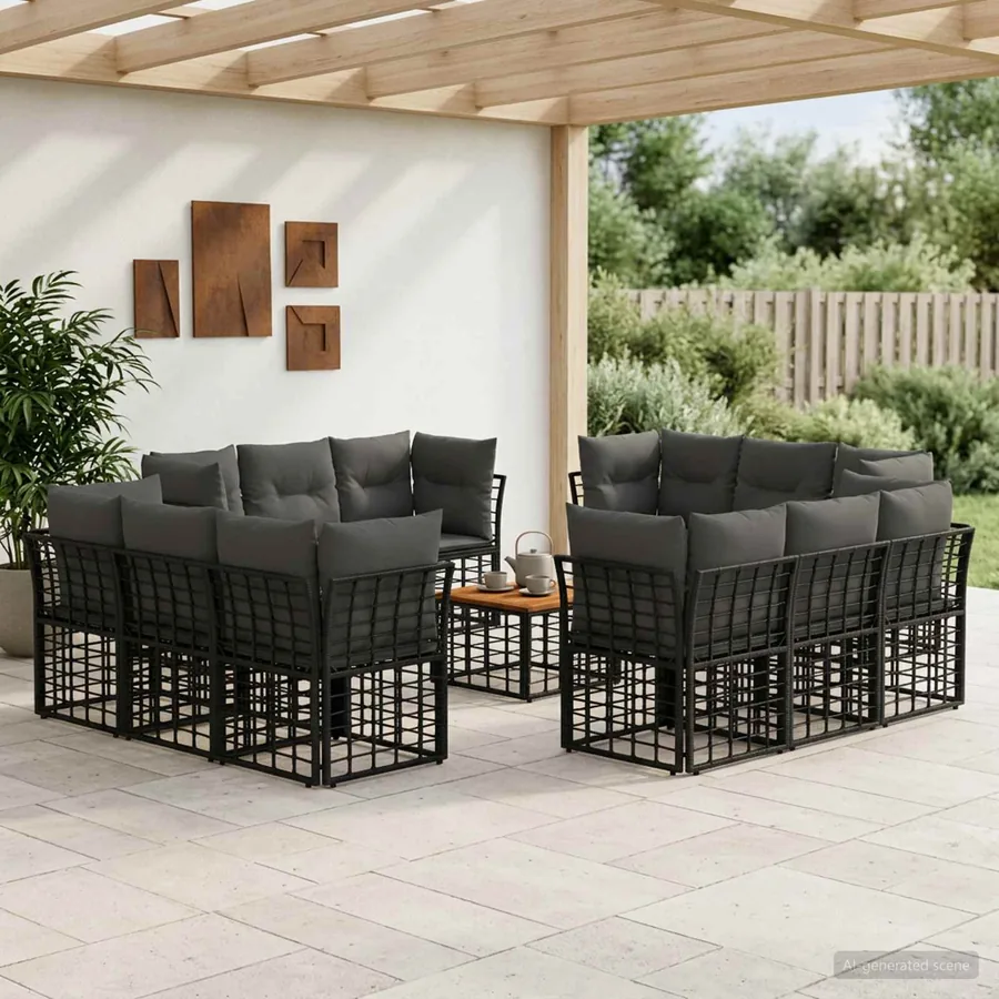 Ensemble de canapés d'extérieur 13 pcs Noir et Gris foncé
