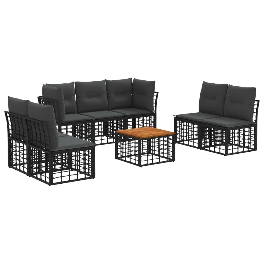Ensemble de canapés d'extérieur 8 pcs Noir et Gris foncé - 2