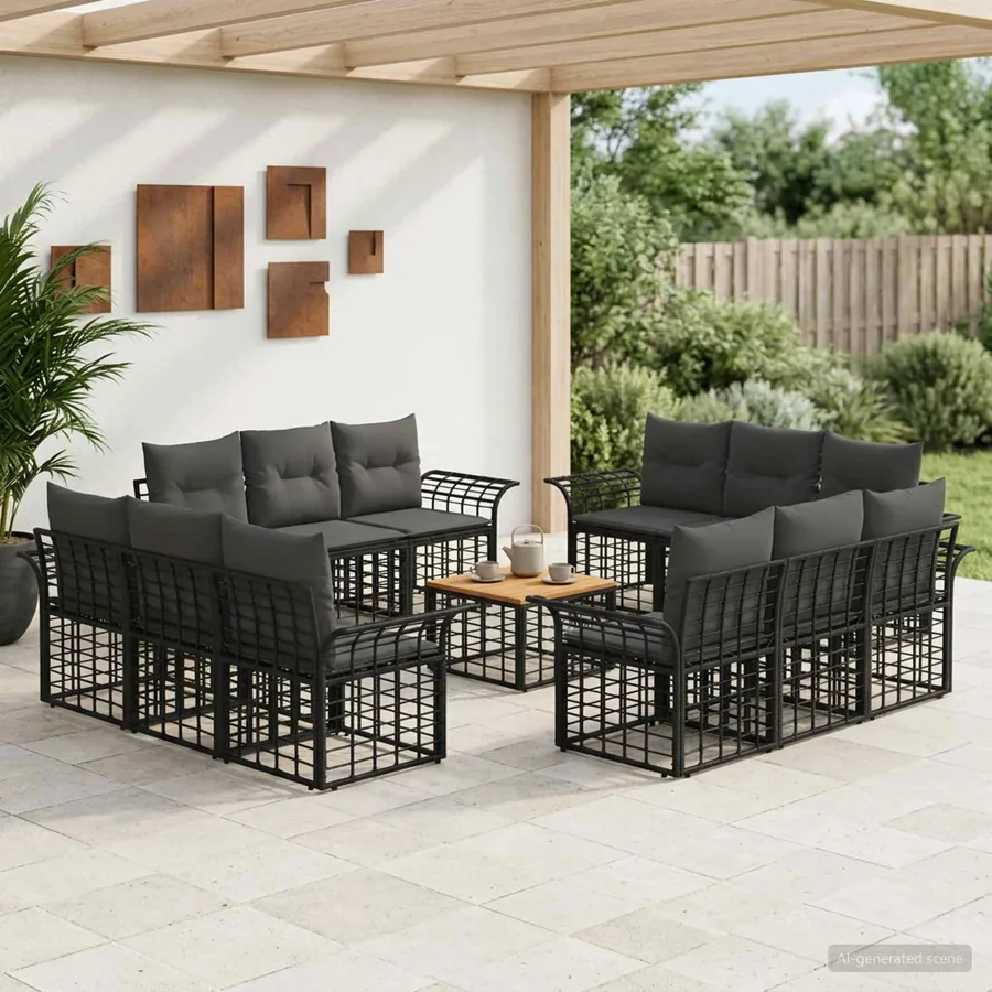 Ensemble de canapés d'extérieur 13 pcs Noir et Gris foncé