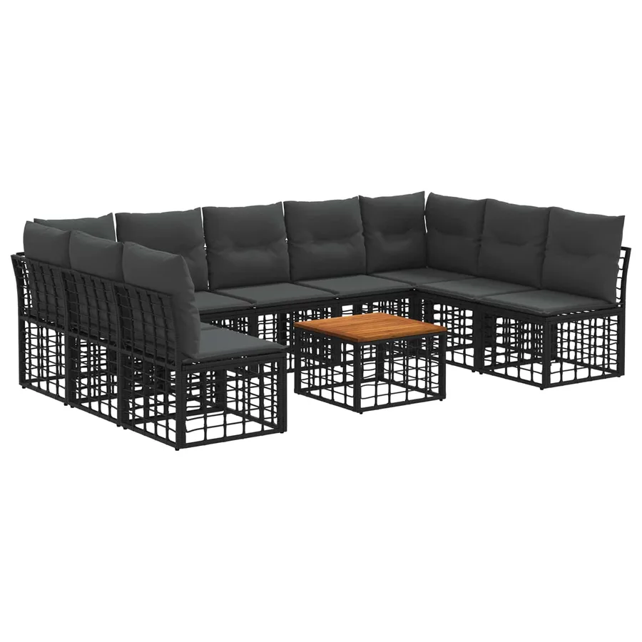 Ensemble de canapés d'extérieur 10 pcs Noir et Gris foncé - 2