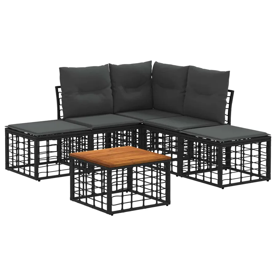 Ensemble de canapés d'extérieur 6 pcs Noir et Gris foncé - 2