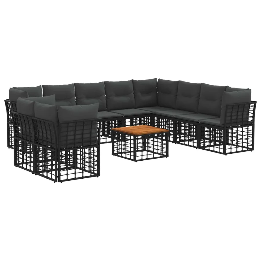 Ensemble de canapés d'extérieur 11 pcs Noir et Gris foncé - 2