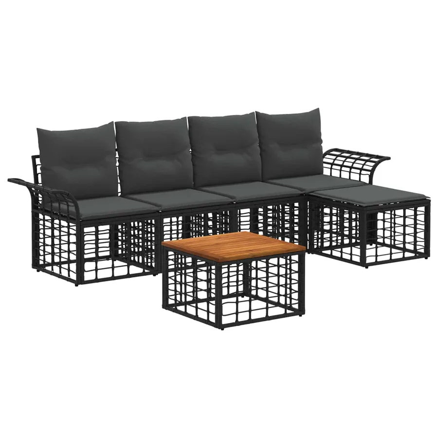 Ensemble de canapés d'extérieur 6 pcs Noir et Gris foncé - 2