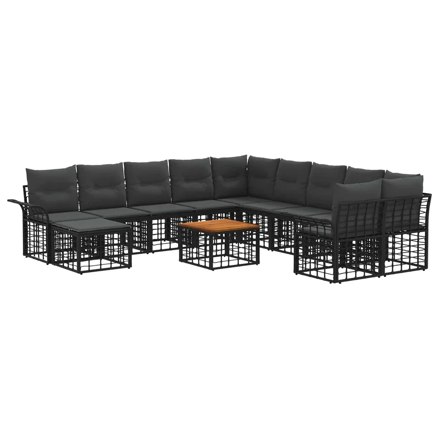 Ensemble de canapés d'extérieur 12 pcs Noir et Gris foncé - 2
