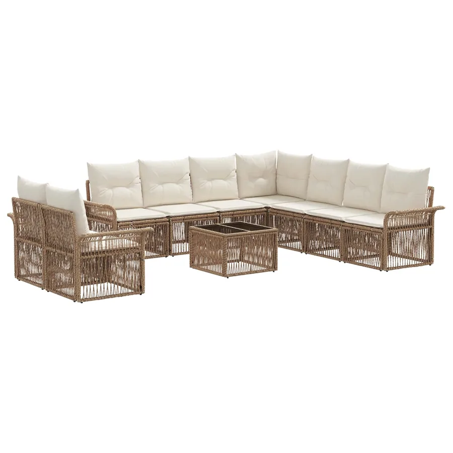 Ensemble de canapé de jardin 10 pcs Beige polyrotin - 2