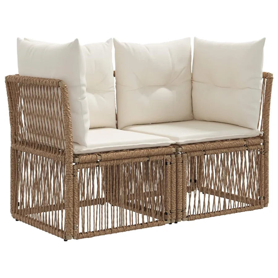 Ensemble de canapé de jardin 5 pcs Beige polyrotin - 3