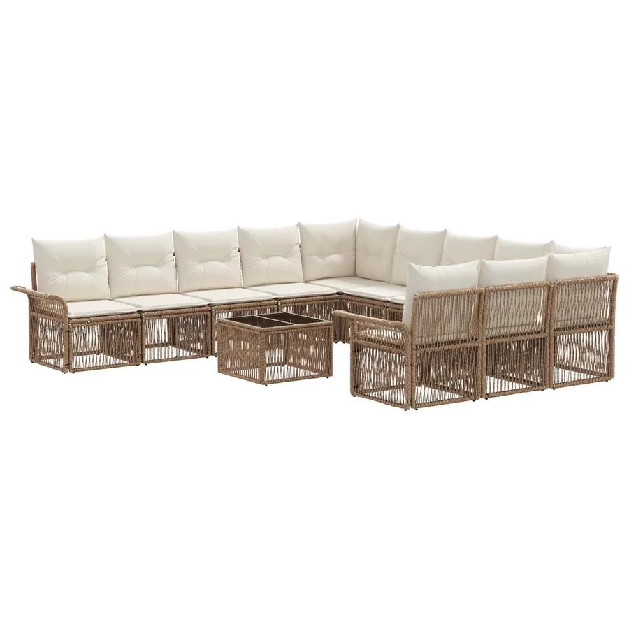 Ensemble de canapé de jardin 12 pcs Beige polyrotin - 2