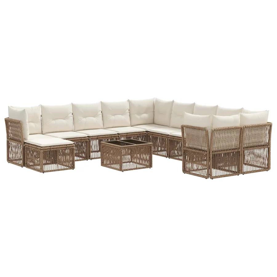 Ensemble de canapé de jardin 12 pcs Beige polyrotin - 2