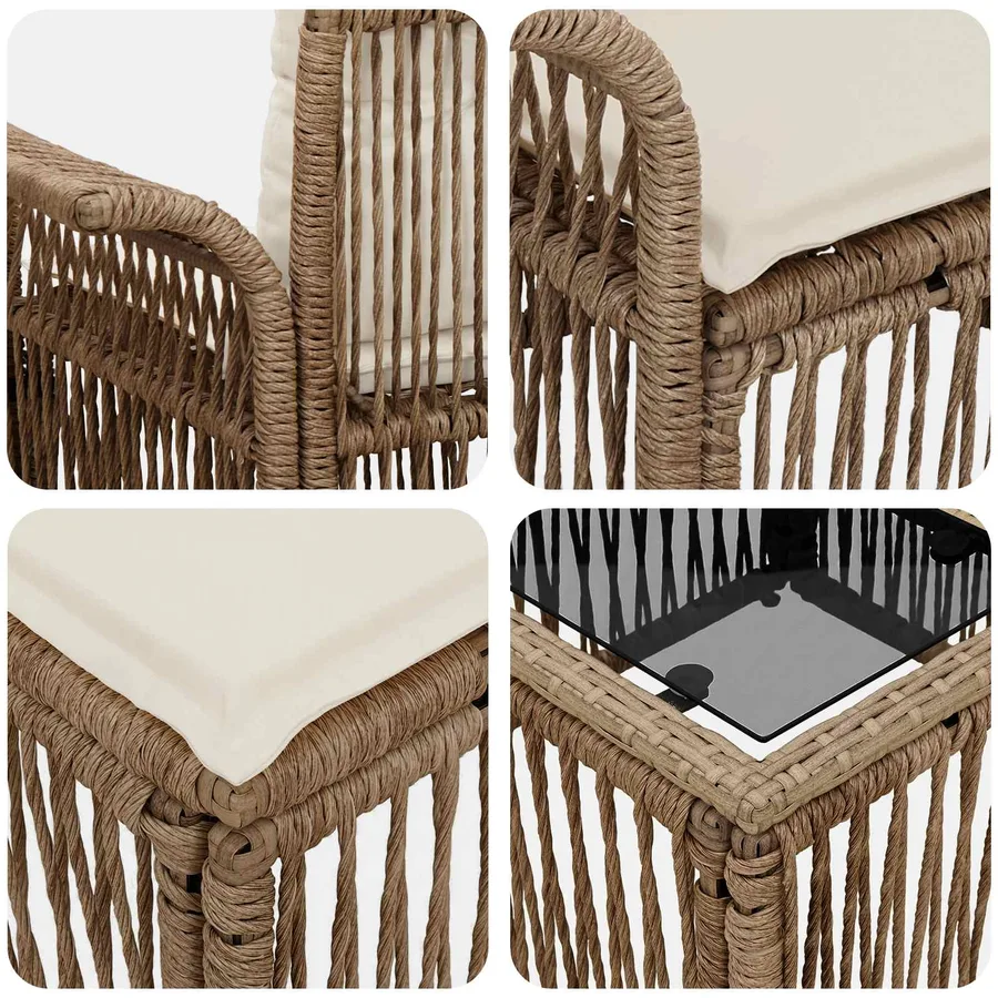 Ensemble de canapé de jardin 9 pcs Beige polyrotin - 9