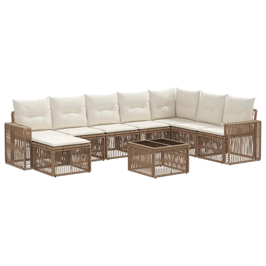 Ensemble de canapé de jardin 9 pcs Beige et blanc crème - 2