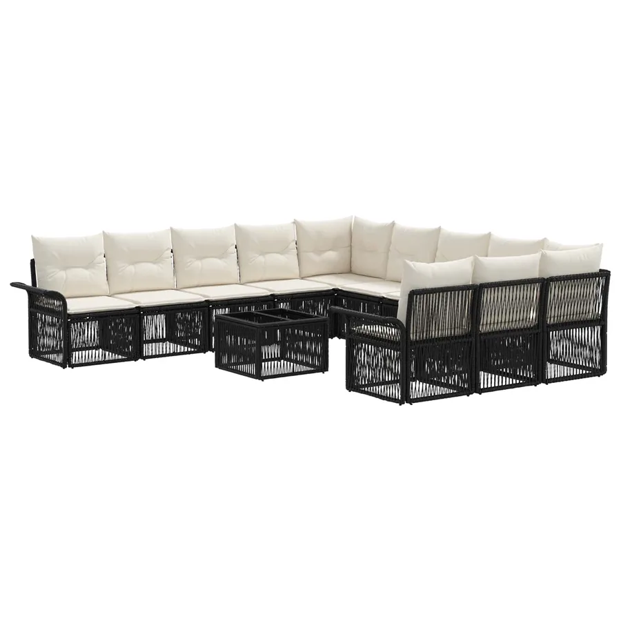 Ensemble de canapé de jardin 12 pcs Noir polyrotin - 2