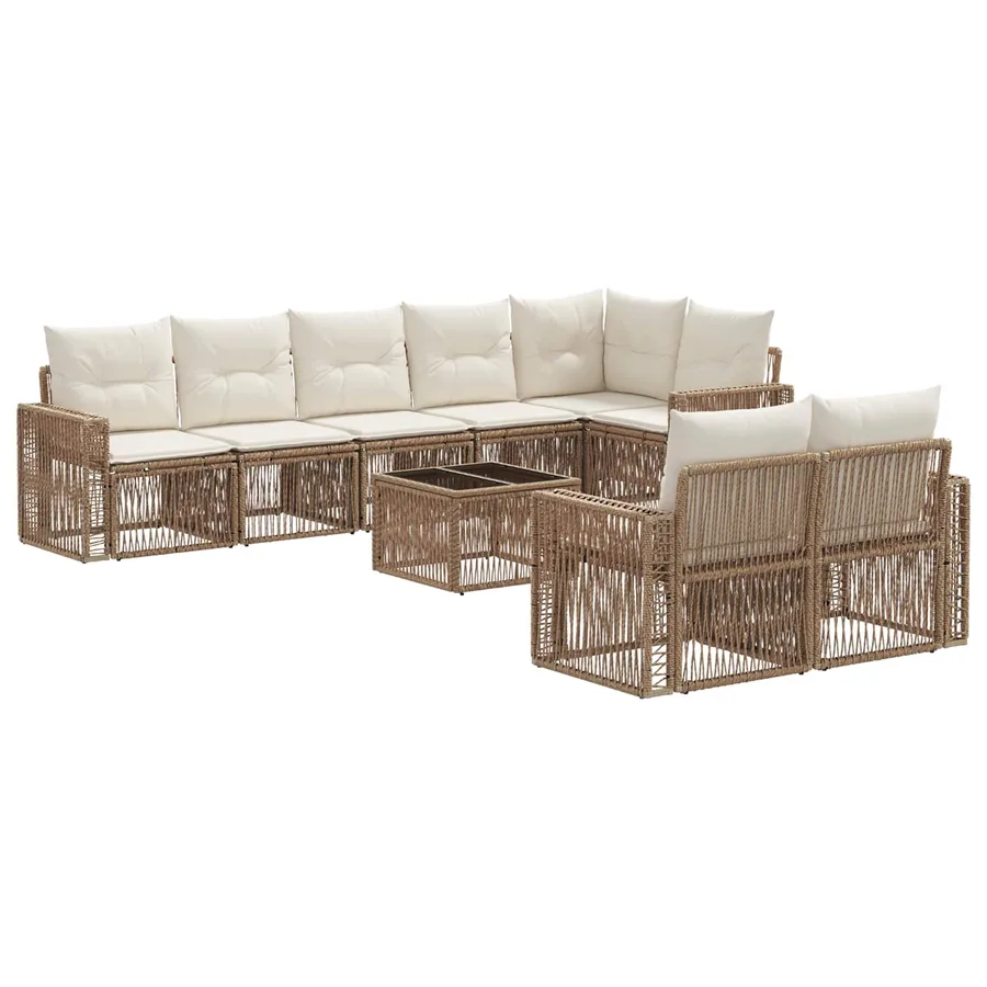 Ensemble de canapé de jardin 9 pcs Beige et blanc crème - 2