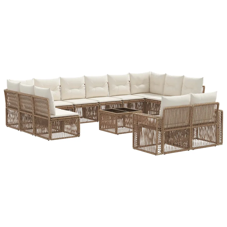 Ensemble de canapé de jardin 13 pcs Beige et blanc crème - 2
