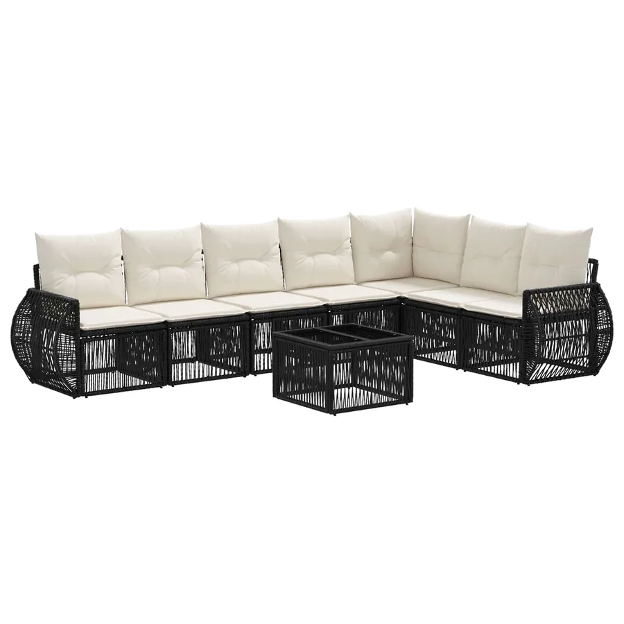 Ensemble de canapé de jardin 8 pcs Noir et blanc crème - 2