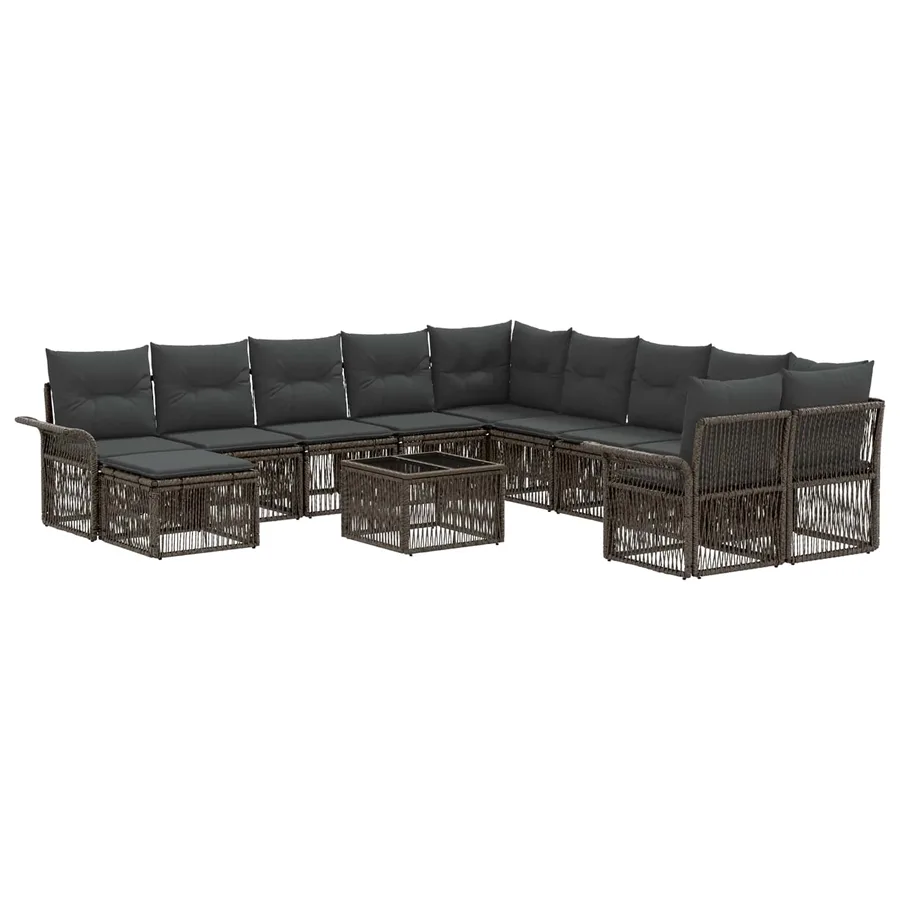 Ensemble de canapé de jardin 12 pcs Gris et Gris foncé - 2