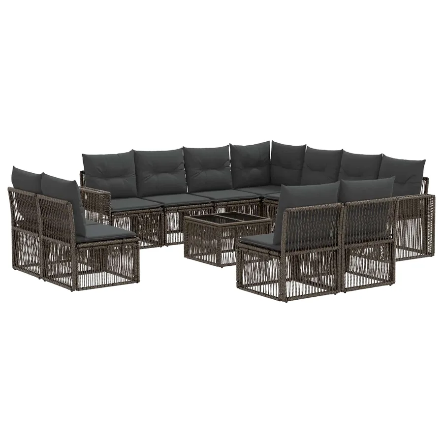 Ensemble de canapé de jardin 12 pcs Gris et Gris foncé - 2