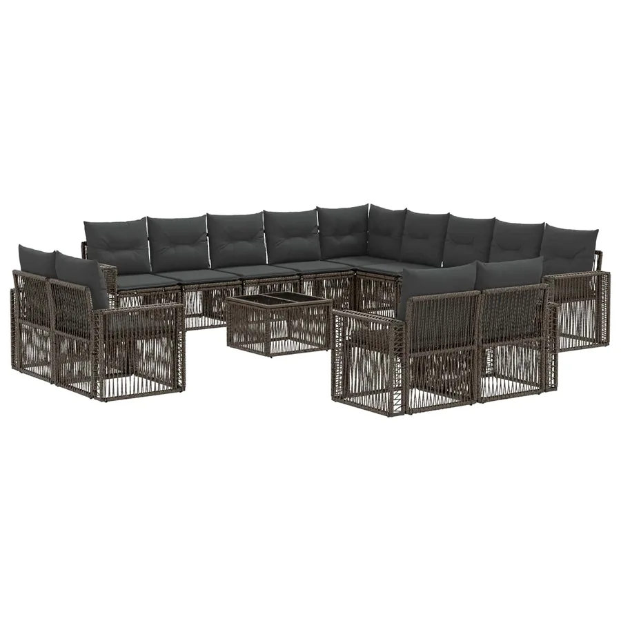 Ensemble de canapé de jardin 14 pcs Gris et Gris foncé - 2