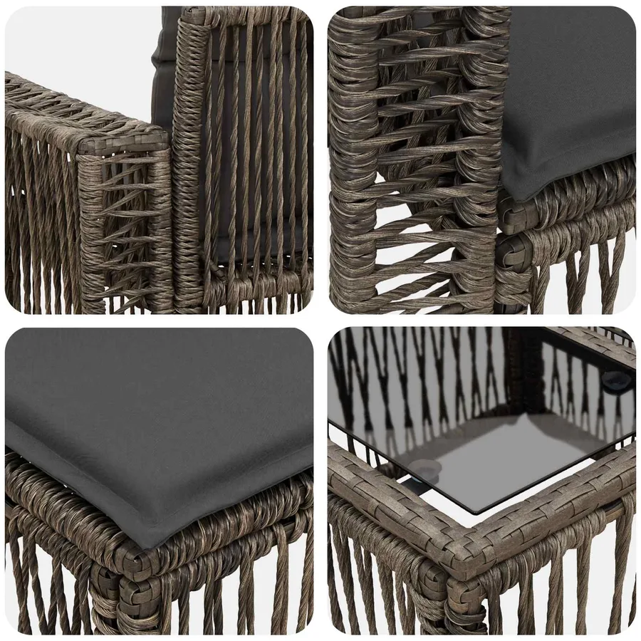 Ensemble de canapé de jardin 7 pcs Gris et Gris foncé polyrotin - 9