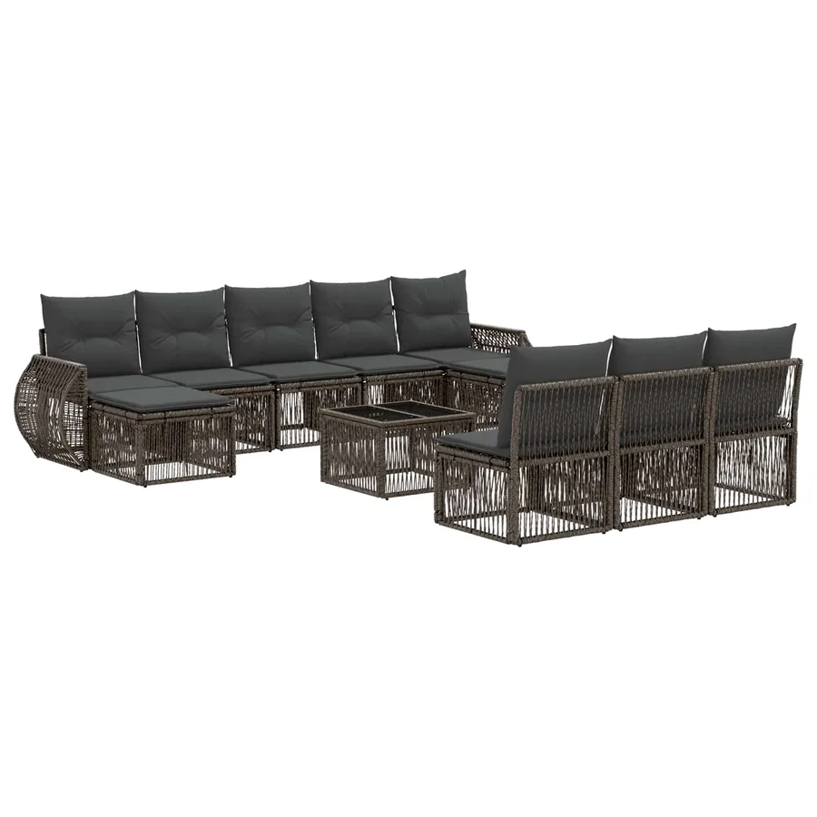 Ensemble de canapé de jardin 11 pcs Gris et Gris foncé - 2