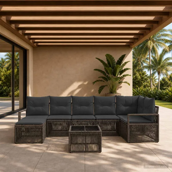 Ensemble de canapé de jardin 8 pcs Gris polyrotin