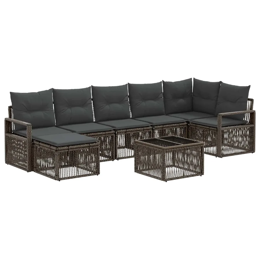 Ensemble de canapé de jardin 8 pcs Gris polyrotin - 2