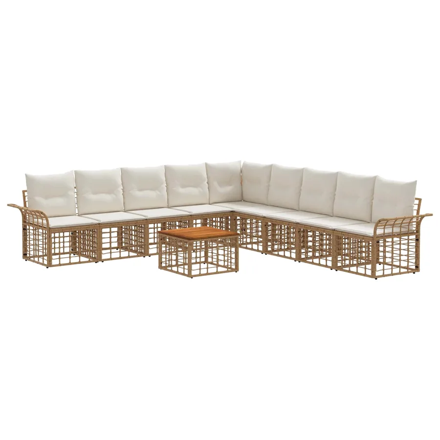 Ensemble de canapés d'extérieur 10 pcs Blanc Naturel et Crème - 2