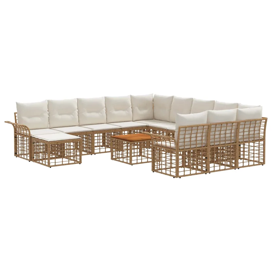 Ensemble de canapé de jardin 13 pcs Blanc Naturel et Crème - 2