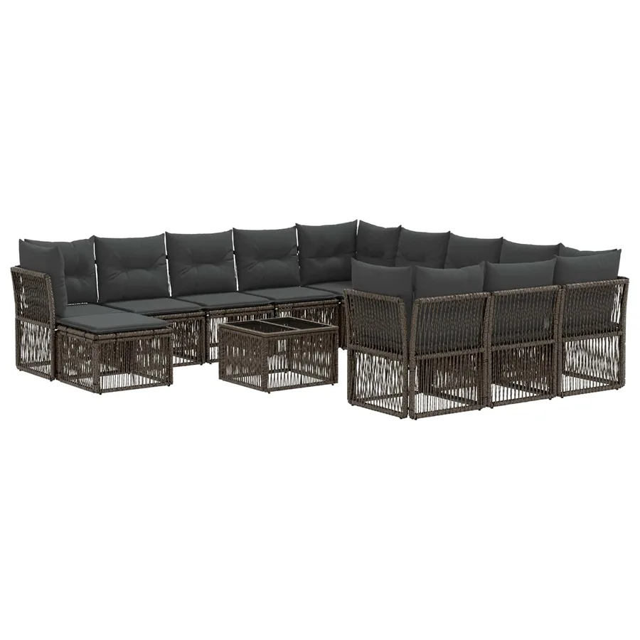 Ensemble de canapé de jardin 13 pcs Gris polyrotin - 2