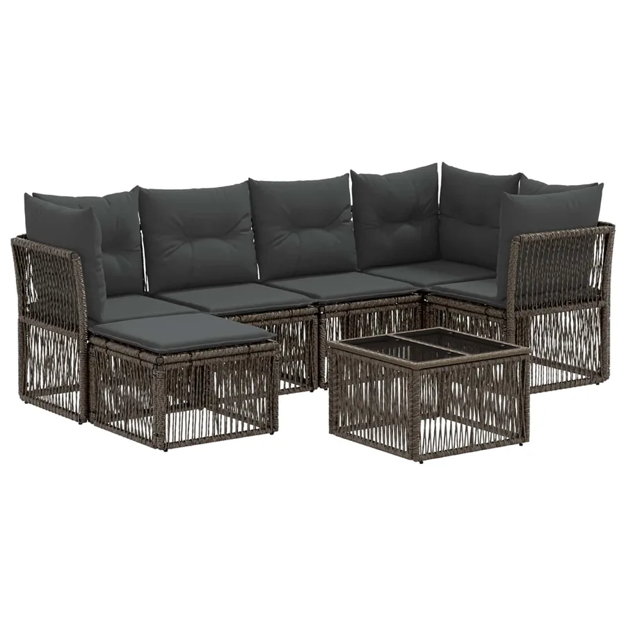 Ensemble de canapé de jardin 7 pcs Gris polyrotin - 2
