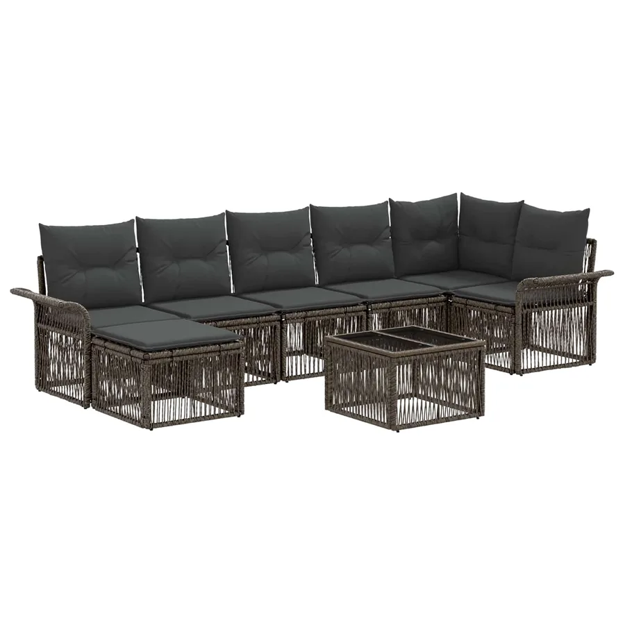 Ensemble de canapé de jardin 8 pcs Gris polyrotin - 2