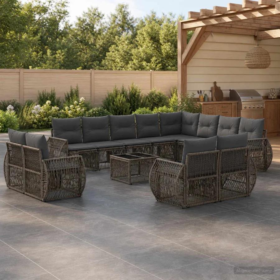 Ensemble de canapé de jardin 13 pcs Gris et Gris foncé