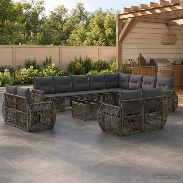 Ensemble de canapé de jardin 13 pcs Gris et Gris foncé