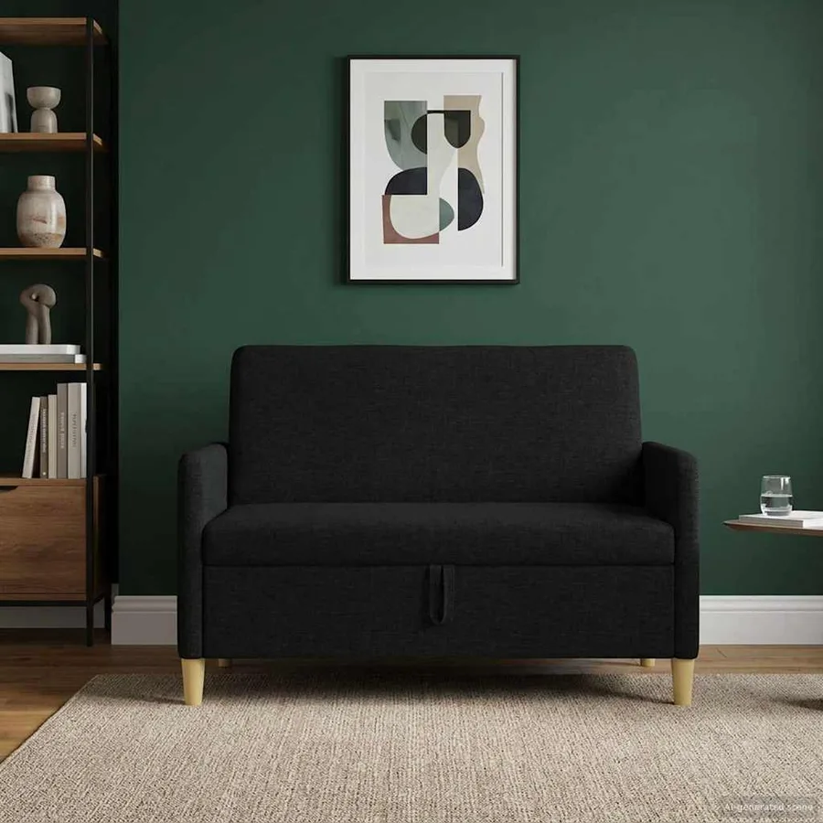 Sofa avec rangement Noir 122 x 78 x 87 cm Polyester - 3