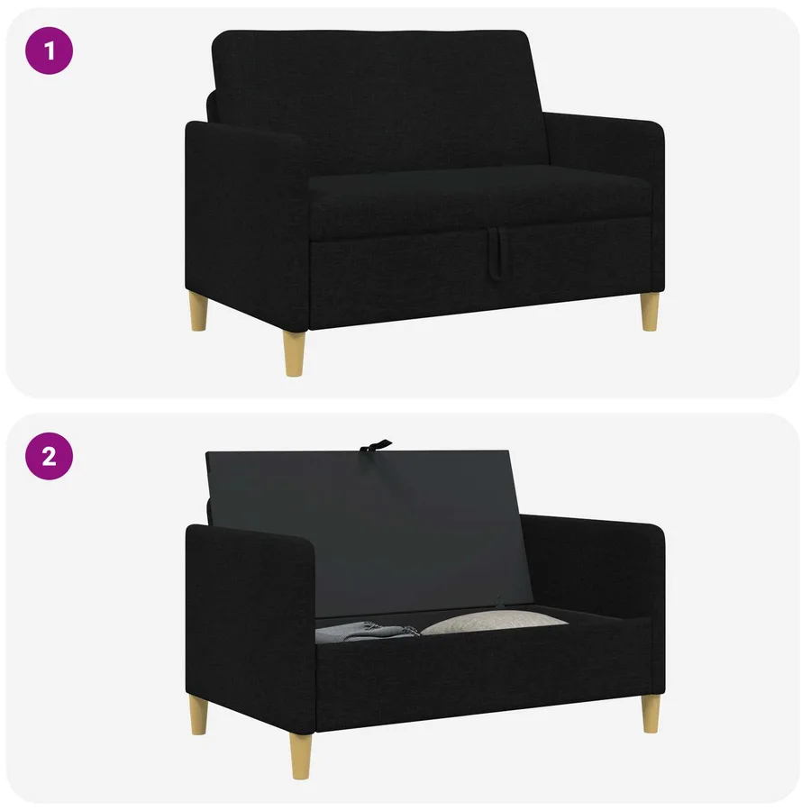 Sofa avec rangement Noir 122 x 78 x 87 cm Polyester - 6
